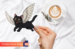 Black Cat Flying Animal Meow Sticker,Funny Black Cat Sticker Product Image 1