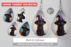 Earring teardrop sublimation design Black Cat Halloween Product Image 1