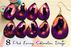 Black Cat halloween Earring teardrop sublimation design Product Image 1