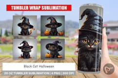 Tumbler Sublimation Wrap Black Cat Halloween Product Image 1