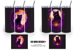 Black Cat Halloween | Tumbler Sublimation Wrap Product Image 4