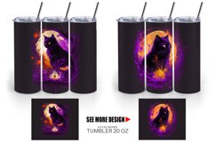 Black Cat Halloween | Tumbler Sublimation Wrap Product Image 5
