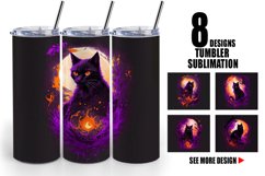 Black Cat Halloween | Tumbler Sublimation Wrap Product Image 1