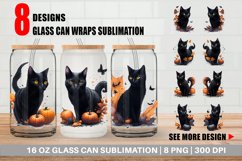 Black Cat Halloween Glass Can Wraps Product Image 1