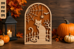 Black Cat Halloween Arch SVG Product Image 1
