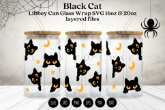 black cat halloween libbey beer can glass full wrap svg presized template for 16oz and 20oz glass for Cricut Silhouette and sublimation