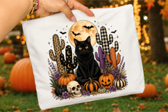 Black Cat Halloween PNG,Desert Pumpkin Sublimation Product Image 3