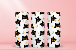 black cat halloween skinny tumbler sublimation wrap with high resolution and transparant background are for 20oz and 30oz skinny tumbler
