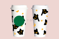 black cat halloween starbucks 16oz hot cup tumbler wrap svg presized template for tumbler grande suitable for cricut and silhouette