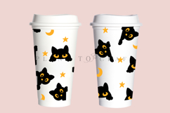 black cat halloween starbucks 16oz hot cup tumbler wrap svg presized template for tumbler grande suitable for cricut and silhouette
