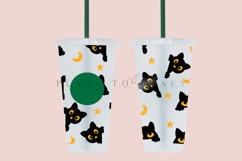 black cat halloween starbucks 24oz cold cup tumbler wrap svg presized template for tumbler venti suitable for cutting machine or sublimation