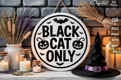 Black Cat Only SVG File | Halloween Round Sign SVG Product Image 1