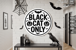 Black Cat Only SVG File | Halloween Round Sign SVG Product Image 2
