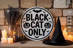 Black Cat Only SVG File | Halloween Round Sign SVG Product Image 3