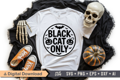 Black Cat Only SVG File | Halloween Round Sign SVG Product Image 4