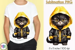 Black Cat with Umbrella Cute Autumn Sublimation | Rainy Day Product Image 1