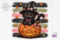 Black Cat Pumpkin Halloween PNG Product Image 1