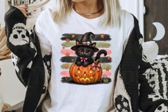 Black Cat Pumpkin Halloween PNG Product Image 2