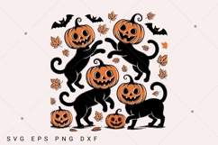 Black Cat Pumpkin PNG SVG, Retro Autumn SVG, Fall Vibes Product Image 8