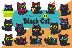 Set of Black Cats 03. T-Shirt, PNG. Product Image 1
