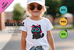 Set of Black Cats 03. T-Shirt, PNG. Product Image 3