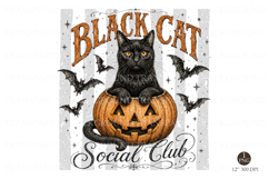 Black Cat Social Club Png, Halloween Cat Png Product Image 1