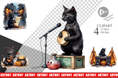 Black Cat Tunes Clipart Product Image 1