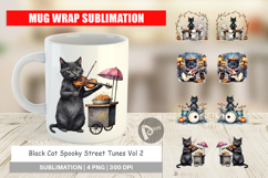 Mug Wrap Black Cat Tunes Product Image 1
