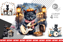 Black Cat Tunes Clipart Product Image 1