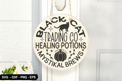 Black cat trading co Round Sign SVG - Halloween Design Product Image 1