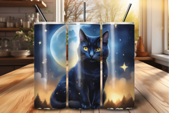 Gothic Black Cat Full Halloween 20 oz Tumbler Wrap PNG Product Image 1