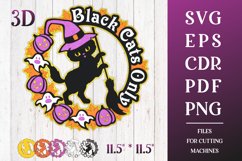 Black Cats Only. Halloween 3D Layered Door Sign. Paper Craft Template for cutting machines.