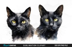 Watercolor Black Cats Sublimation PNG Clipart Product Image 1
