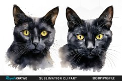 Watercolor Black Cats Sublimation PNG Clipart Product Image 1