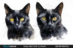 Watercolor Black Cats Sublimation PNG Clipart Product Image 1