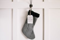 Wood Stocking Gift Tag Mockup| Christmas Tag Digital Photo Product Image 1