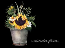 Watercolor sunflower clipart. Floral Sublimation PNG Product Image 5