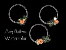 Christmas wreaths clipart with orange slices.Sublimation PNG Product Image 4