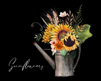 Watercolor sunflowers bouquets. Sublimation PNG Product Image 6