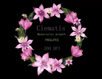Watercolor flower wreath clipart. Sublimation designs PNG Product Image 3