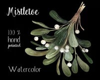 Watercolor mistletoe clipart. Sublimation designs. PNG Product Image 2