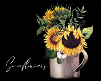 Watercolor sunflower clipart. Sublimation PNG Product Image 2