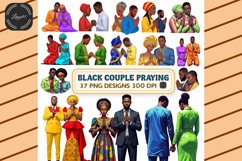 Black Couple Praying Clipart Bundle Product Image 1