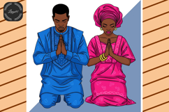 Black Couple Praying Clipart Bundle Product Image 4