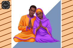 Black Couple Praying Clipart Bundle Product Image 2