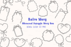 Retro Wavy Bows Outline Frame Whimsical Squiggle Black Color Product Image 1