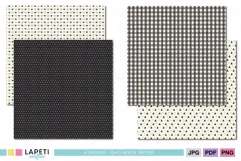 Four coordinating 12x12 neutral scrapbook papers in black cream and gray