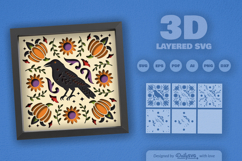 Black Crow Halloween Folk Art Layered Papercut Product Image 2