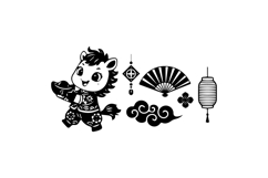 Black cute illustration and collection element lunar year Product Image 1