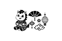 Black cute illustration and collection element lunar new Product Image 1